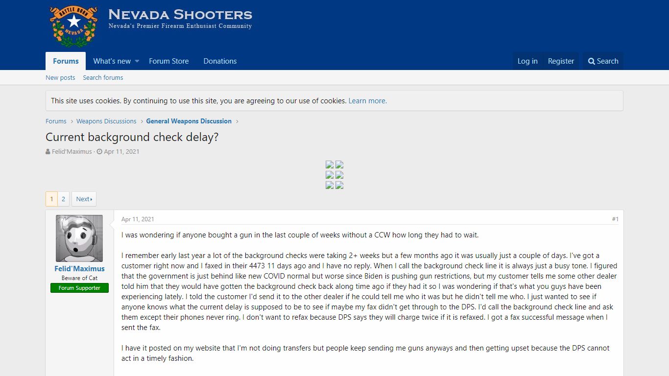 Current background check delay? | Nevada Shooters